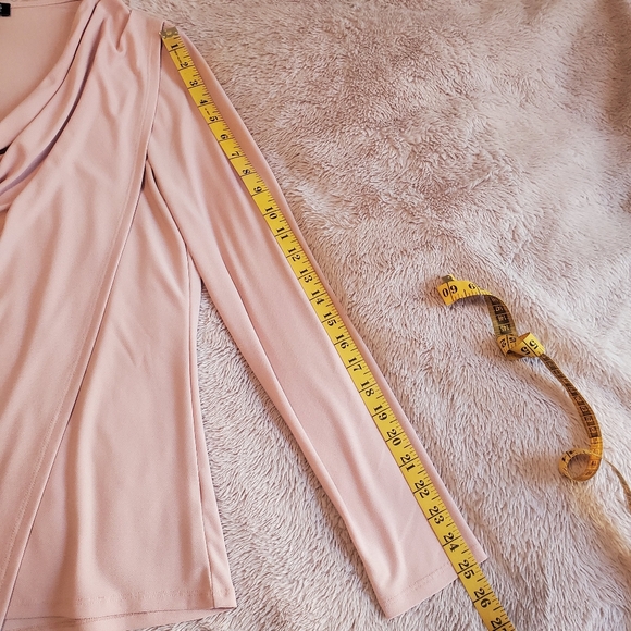 JONES NEW YORK Blush Pink Faux Wrap Blouse Top w Drape Neckline - Picture 9 of 12
